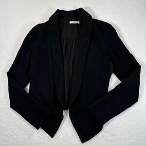 Bailey 44 Blazer Top Women's Small Black Open Front Sheer Back Long Sleeve